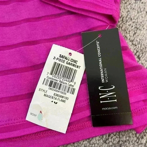 NWT pink striped sheer blouse longsleeve size 1X - Picture 2 of 4